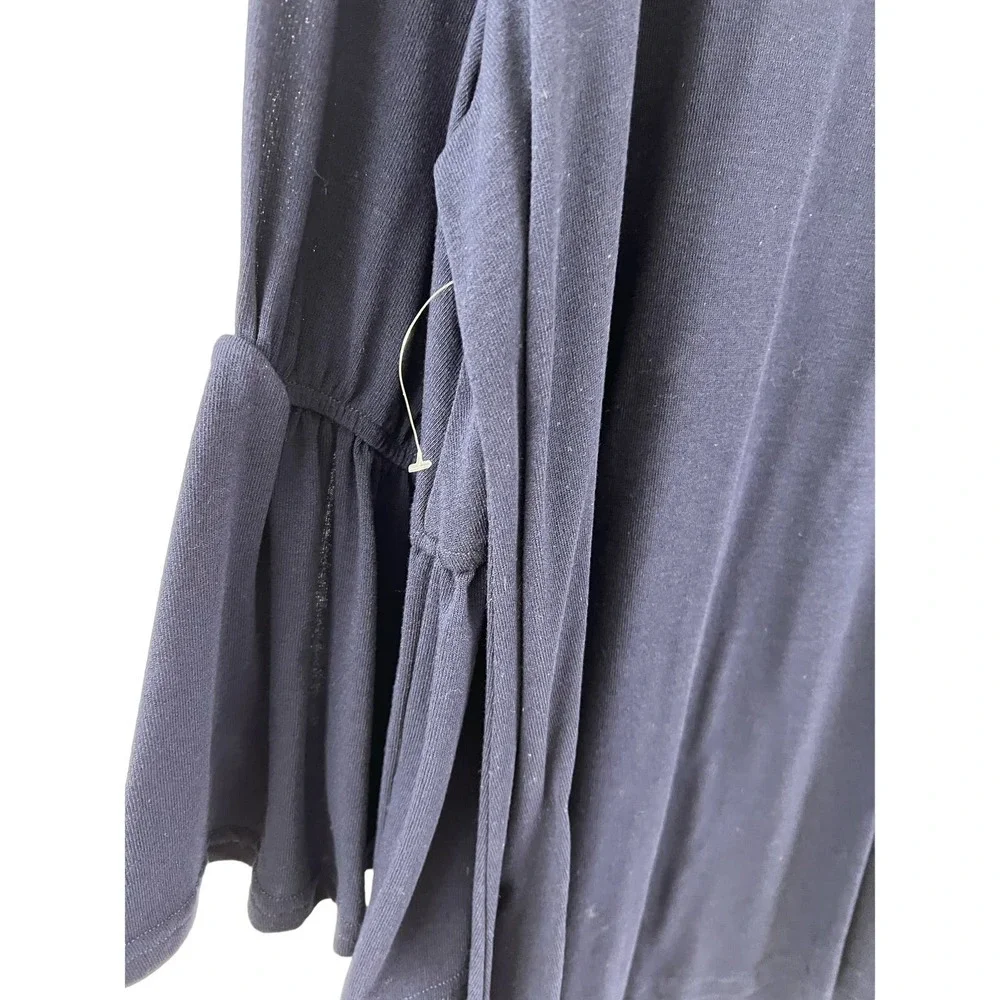 Molly & Isadora Womens 5X Plus Shirt Solid Black Top Long Sleeves Tunic - Picture 6 of 6